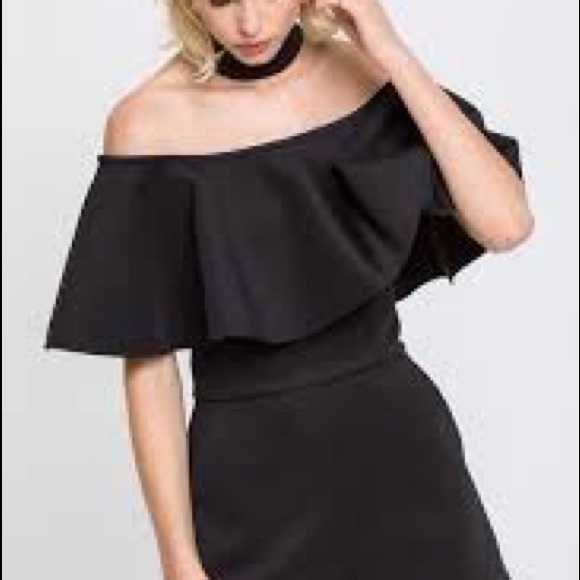 Endless Rose Off shoulder Black Romper Dress - Picture 2 of 7